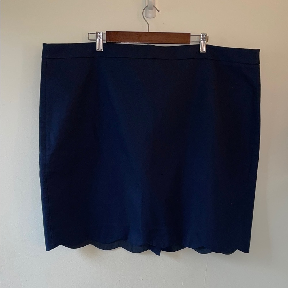 J. Crew Scallop Hem Blue Pencil Skirt Knee-Length Work